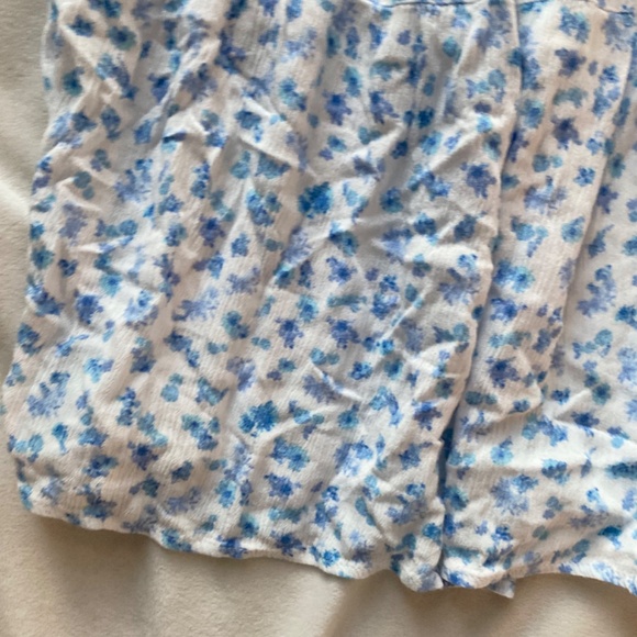 white and blue gauze floral daisy long skirt - Picture 3 of 5
